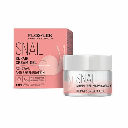 Cremă de față gel, Floslek, Snail Repair Cream-Gel, 50ml, roz