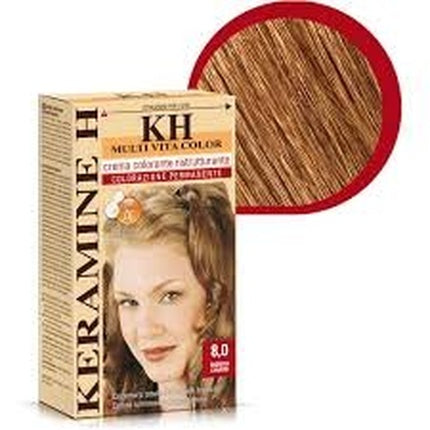 Keramine H Multivita Color, 8.0 Blond Deschis, Cremă Colorantă Permanentă, Ambalaj 16x9 cm