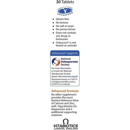 Vitabiotics Osteocare, tablete, 30 buc, calciu, magneziu, zinc, Vit D3