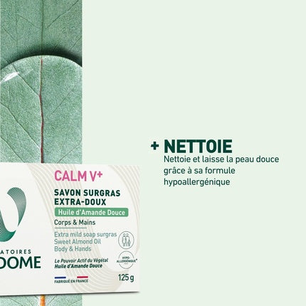 Săpun Calm V+ Extra-Gentle Surgras cu Ulei de Migdale Dulci, 125g
