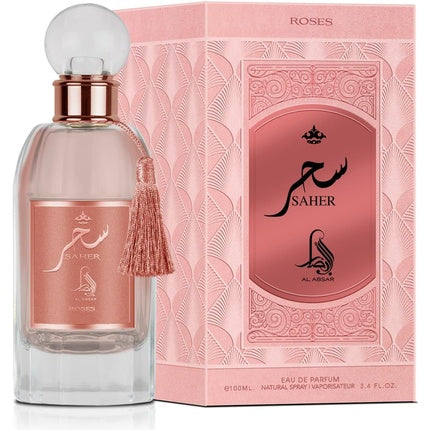 Parfum Saher Roses, Al Haramain, 100ml, sticlă transparentă cu etichetă roz