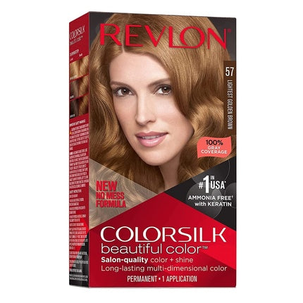 Vopsea de păr permanentă, Revlon, ColorSilk Beautiful Color, 57 Șaten Auriu Deschis