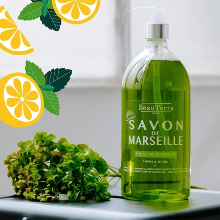 Săpun lichid Beau Terra, Marseille, citrice și mentă, 1L