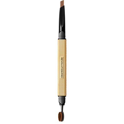 Creion pentru Sprâncene, Revolution Pro, Rockstar Medium Brown, Dublu Capăt, 0.25 g, Culoare Brunet, Finisaj Mat