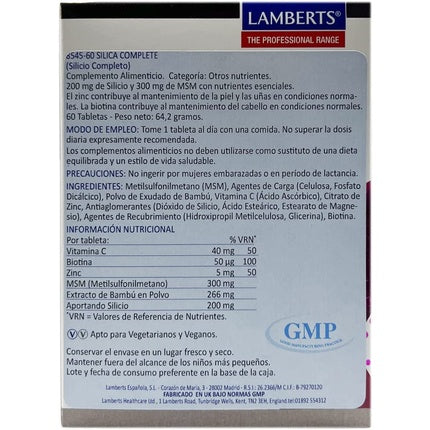 Supliment Silica, Lamberts, 60 comprimate