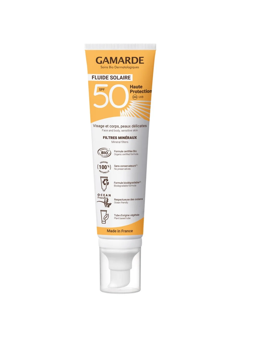 Fluid de protecție solară Gamarde, SPF 50, pentru față și corp, 100 ml
