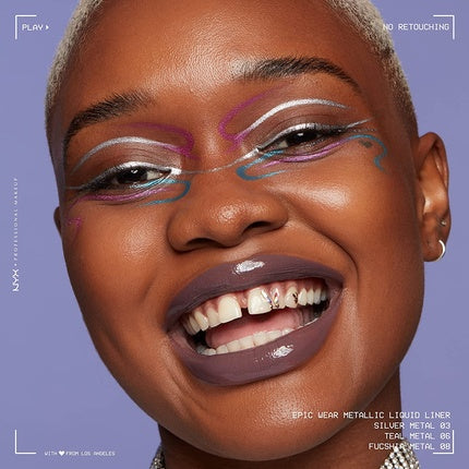 Rimel de ochi lichid, NYX Professional Makeup, Epic Wear Metallic Liquid Eyeliner, culoare Fuchsia Metal