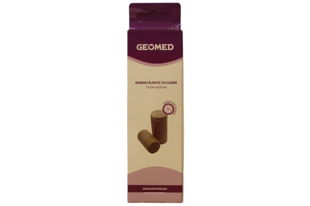 Bandaj elastic Geomed, cu cleme, 15 cm x 4,5 m
