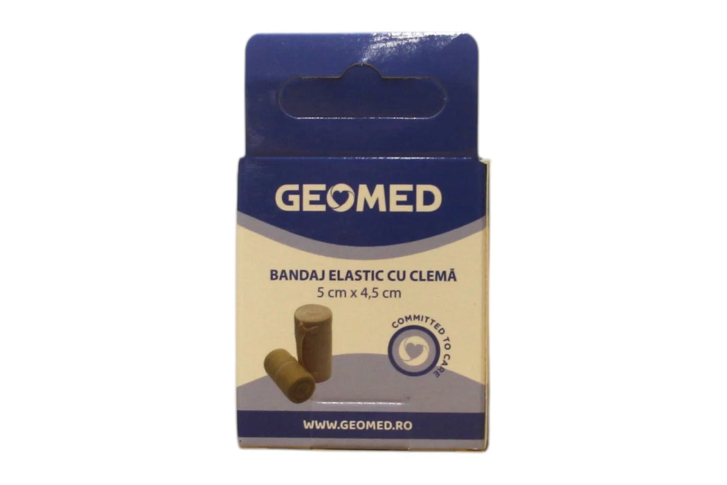 Bandaj elastic Geomed, cu clemă, 5 cm x 4,5 m