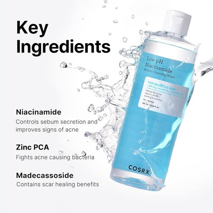 Apa micelară, Cosrx, Low pH Niacinamide 400ml, albastru