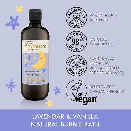Spumant baie copii, Baylis & Harding Goodness, lavandă și vanilie, 500ml
