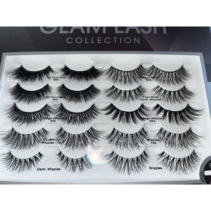 Set 10 perechi Gene false Ardell Glam Lash Collection cu adeziv Duo, negru