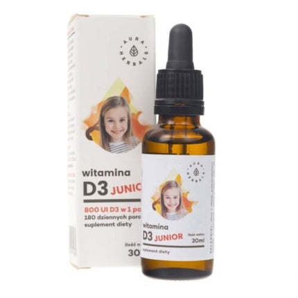 Aura Herbals, Vitamin D3 Junior 800 IU Drops, 30ml