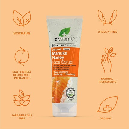 Exfoliant facial, Dr Organic, miere de Manuka, 125ml