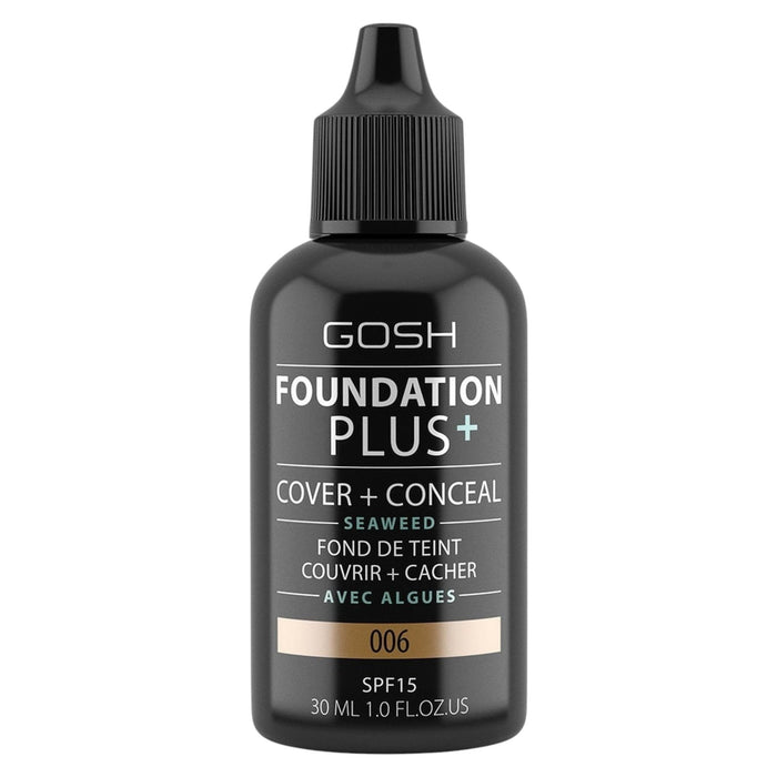 Fond de ten lichid Gosh Foundation Plus+, nuanța 006 Miere, SPF 15, 30 ml