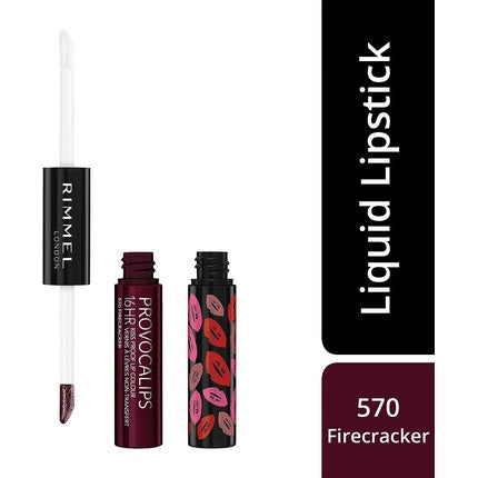 Rimmel London Provocalips 16h Kissproof Lip Colour, 570 Firecracker, roșu închis, 7ml