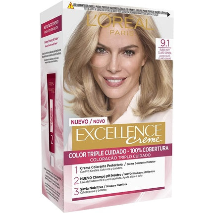Vopsea de par, L'Oréal Paris, Excellence Creme, Blond Cenusiu Deschis 9.1