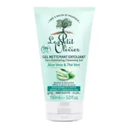 Gel de curățare exfoliant, Le Petit Olivier, Aloe Vera & Ceai Verde, 150 ml