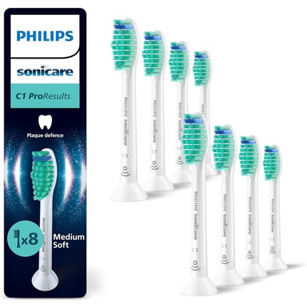 Perii de dinți electrice Philips Sonicare C1 ProResults, Medium Soft, alb-verde, 8 buc