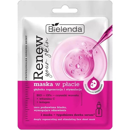 Mască facială Bielenda Renew Your Skin Deeply Regenerating & Stimulating, roz