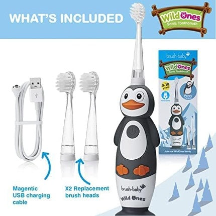 Periuță electrică copii, Brush-Baby, WildOnes, Negru
