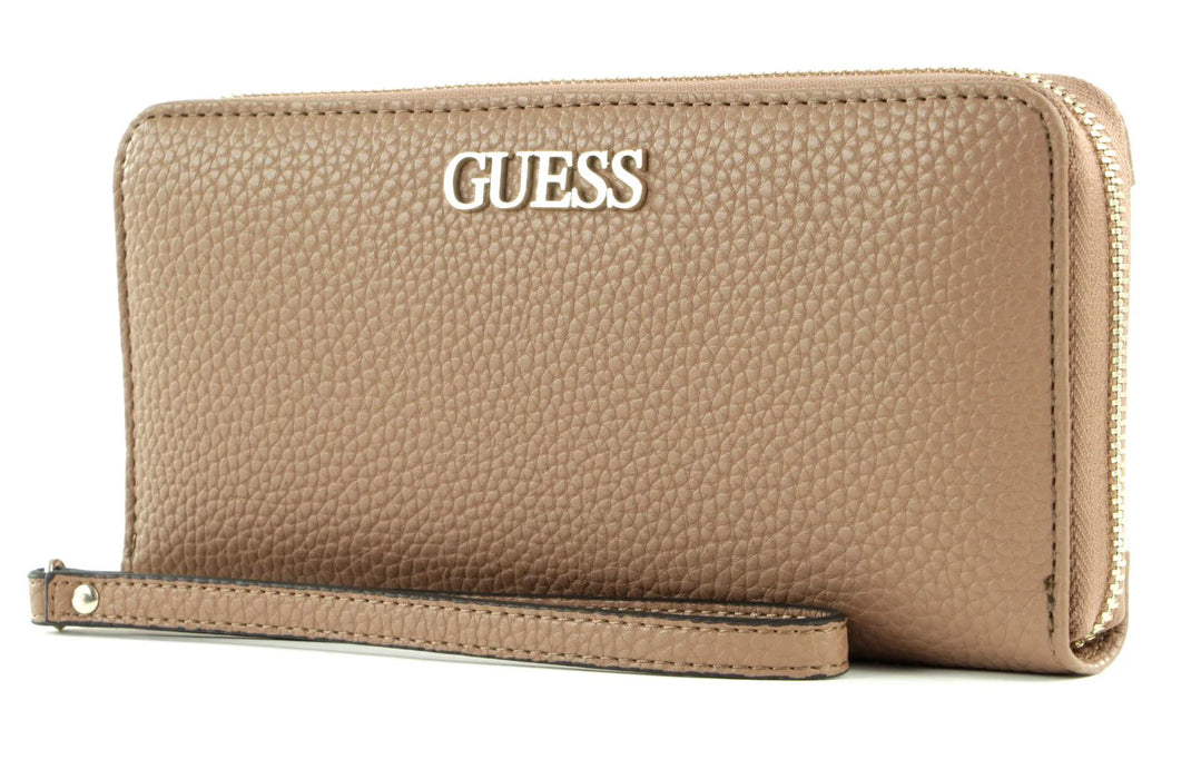 Portofel Guess Alby, cu fermoar, bej