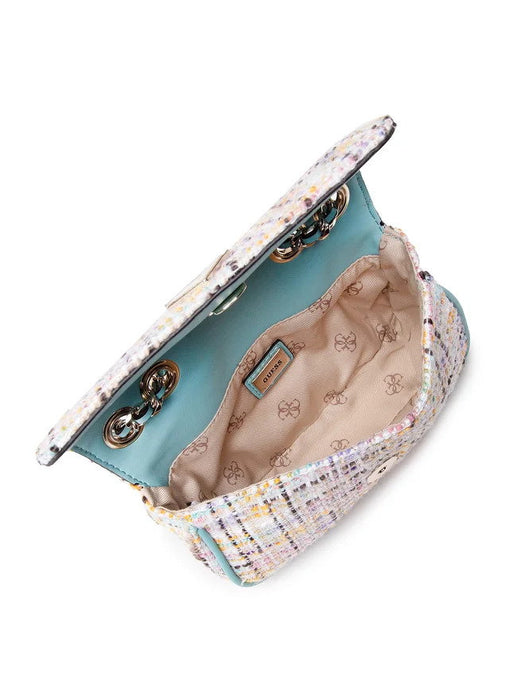 Geantă crossbody Guess Cessily, țesătură multicoloră, bareta cu lanț