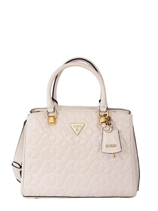 Geantă tote Guess Elenia Girlfriend, matlasată, bej deschis