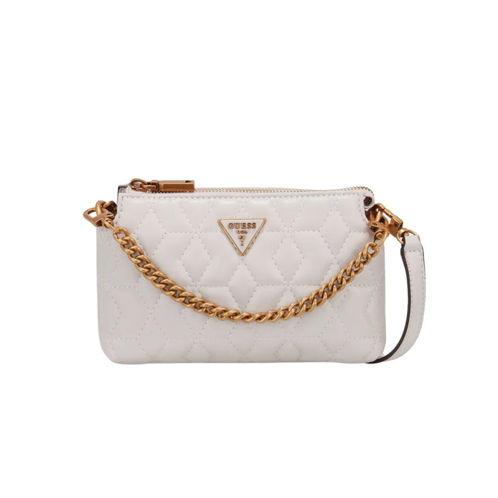 Geantă crossbody Guess Elenia, matlasată, albă