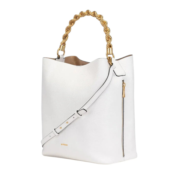 Geantă tote Guess Guess Tote Bags, albă, mâner tip lanț, cu bretea de umăr