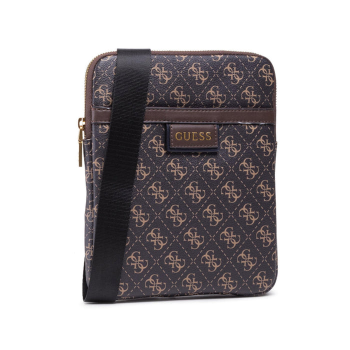 Geantă crossbody Guess Vezzola, cu imprimeu monogram, maro