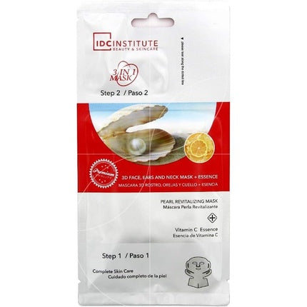 Mască facială IDC Institute Pearl Revitalizing 3D pentru față, urechi și gât cu Vitamina C, 40 g