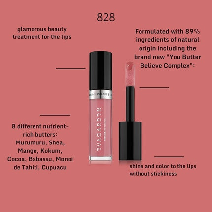 Eva Garden 828 Garnet Rose Serum Lip Gloss, Culoare roz, 50 ml
