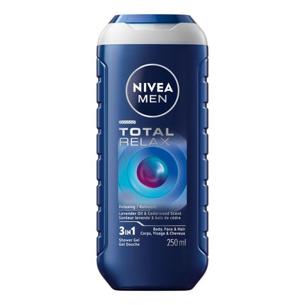 Gel de duș Nivea Men Total Relax 3 în 1, Lavandă și Cedru, 250 ml