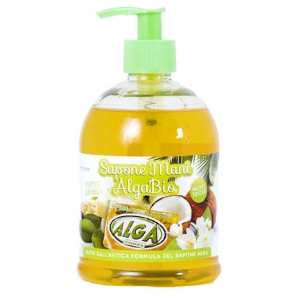 Săpun lichid pentru mâini, AlgaBio, Olio Di Cocco, ambalaj cu pompă, 500ml, culoare galbenă