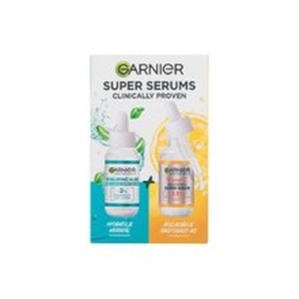 Set Seruri Faciale Garnier Skin Naturals Super Serums, Vitamina C, Acid Hialuronic, 2x15ml