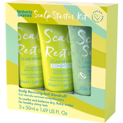 Kit Scalp Restore, Umberto Giannini, Șampon, Condiționar și Scrub pentru scalp, Set de călătorie