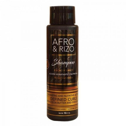 Shampoo Afro & Rizo, Cacao și Orez, Acțiune Hidratantă și Nutritivă pentru Buclă Definită, Culoare Maro închis, 453g