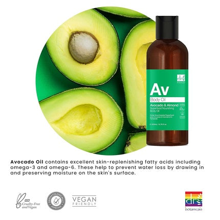 Ulei de corp, Dr Botanicals, Avocado & Migdale, 200ml