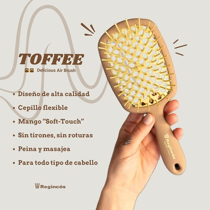 Perie păr, Regincós, Toffee, anti-încurcare, flexibilă, maro