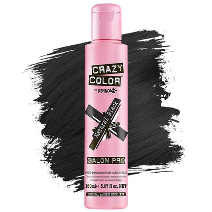 Culoare semipermanentă pentru păr Crazy Color Salon Pro 032 Natural Black