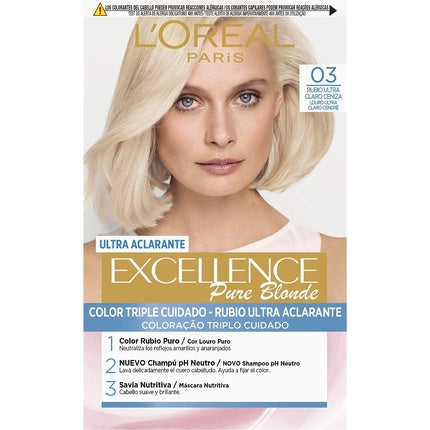 Cremă colorantă permanentă, L'Oréal, Excellence Creme, blond cenușiu foarte deschis