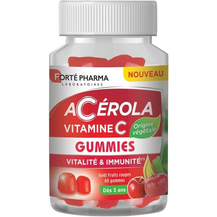 Gumii Vitamine C, Forté Pharma, Acerola, 60 bucăți, gust fructe roșii