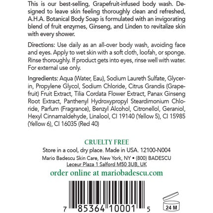 Săpun lichid pentru corp A.H.A. Botanical - Mario Badescu, 236ml