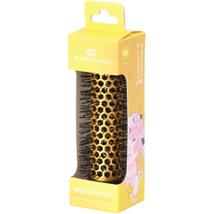 Perie Rotundă Olivia Garden Multibrush Single Barrel, Diametru 25 mm, Culoare Aurie, Design Honeycomb