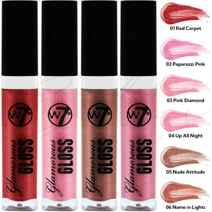 Lip Gloss W7 Glamorous Shimmering Non-Sticky Long-Lasting Vegan, 7ml, Culoare Roșu