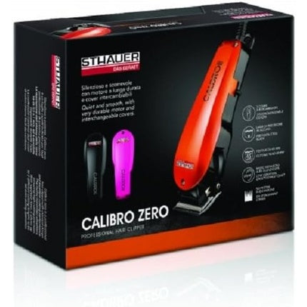 Mașină de tuns părul Sthauer Calibro Zero Professional, roșie, cu lame metalice