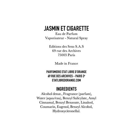 Parfum Eau de Parfum, Etat Libre D Orange, Jasmin et Cigarette, 100 ml
