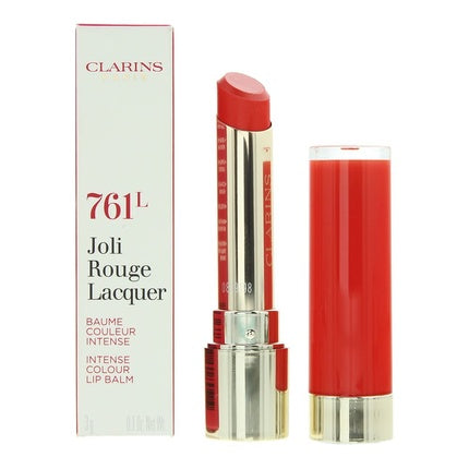 Balsam de buze cu efect de lac, Clarins Joli Rouge Lacquer, Spicy Chilli (761L), roșu
