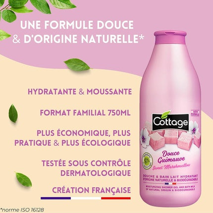 Gel de duș Cottage Sweet Marshmallow Milk, 750ml, roz